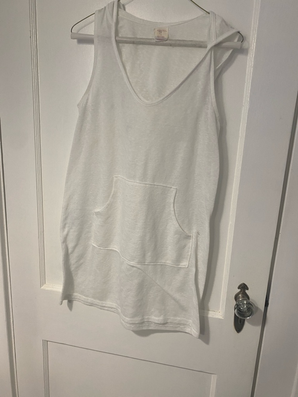 Merona White Sleeveless Swim Coverup with Front Pocket
